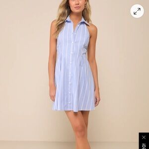 Lulus Blue Striped Halter Dress